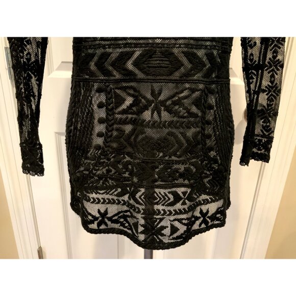 Isabel Marant x H&M Black Sheer Lace W/ Geometric Pattern Shirt , Size 4 - Picture 3 of 10